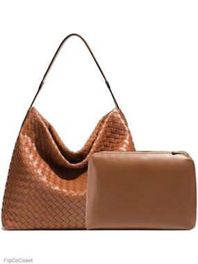 Woven Vegan Leather Boston Bag Hobo Tote Shoulder Crossbody Satchel